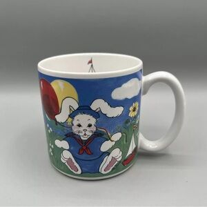 Vintage 1994 Flowers Inc Balloons Easter Bunny Sailor 8oz Mug